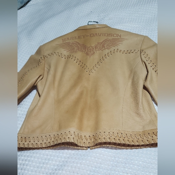 HARLEY DAVIDSON EUC WOMEN'S SIZE MEDIUM WANDERLUST LEATHER BIKER MOTORCYCLE COAT - Picture 9 of 12